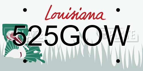 525GOW Louisiana License Plate