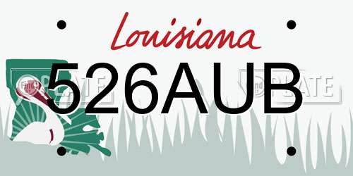 526AUB Louisiana License Plate