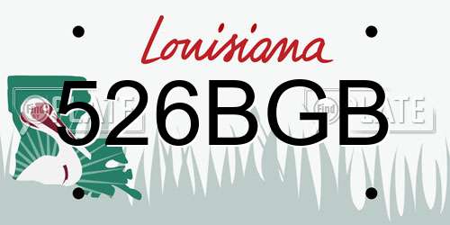 526BGB Louisiana License Plate