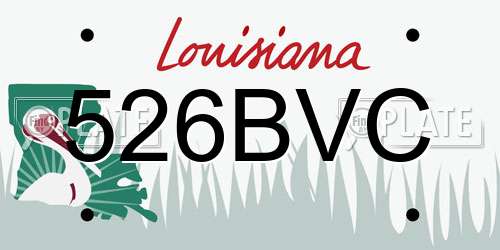 526BVC Louisiana License Plate
