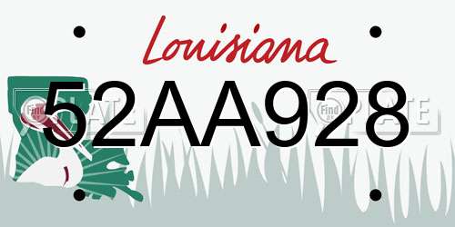 52AA928 Louisiana License Plate