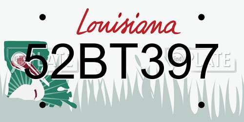 52BT397 Louisiana License Plate