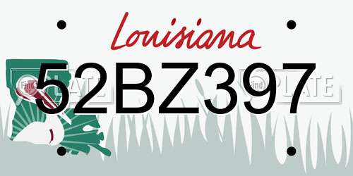 52BZ397 Louisiana License Plate