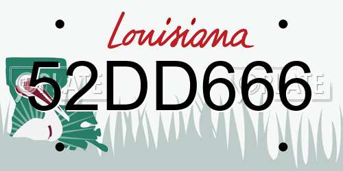 52DD666 Louisiana License Plate