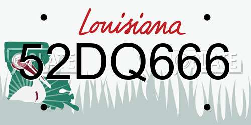 52DQ666 Louisiana License Plate