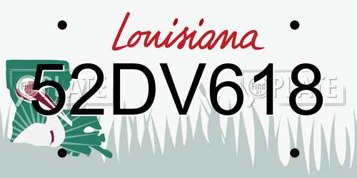 52DV618 Louisiana License Plate