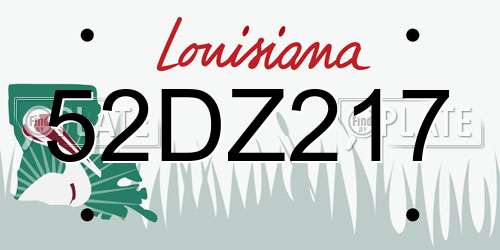 52DZ217 Louisiana License Plate