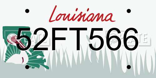 52FT566 Louisiana License Plate