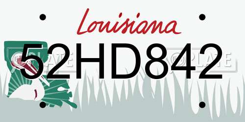 52HD842 Louisiana License Plate