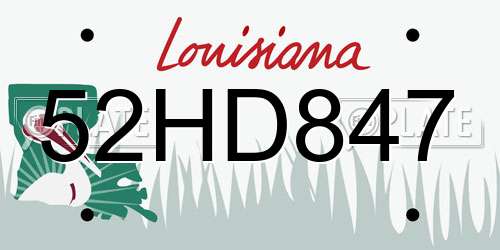 52HD847 Louisiana License Plate
