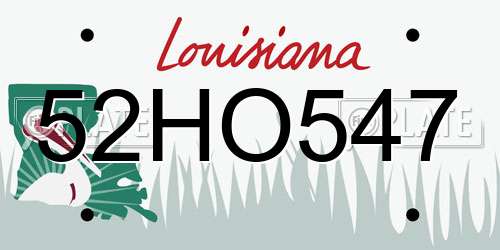 52HO547 Louisiana License Plate