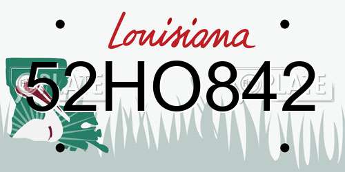 52HO842 Louisiana License Plate