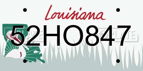 52HO847 Louisiana License Plate
