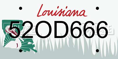 52OD666 Louisiana License Plate