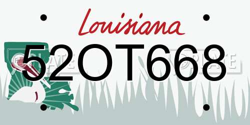 52OT668 Louisiana License Plate