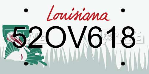 52OV618 Louisiana License Plate