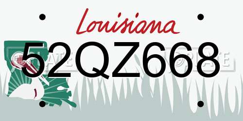 52QZ668 Louisiana License Plate