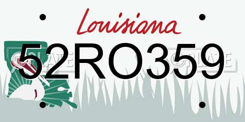 52RO359 Louisiana License Plate
