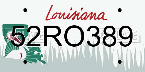 52RO389 Louisiana License Plate
