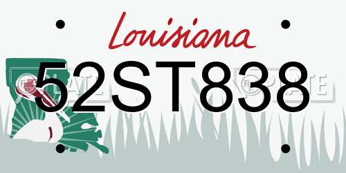 52ST838 Louisiana License Plate