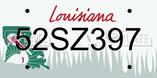 52SZ397 Louisiana License Plate