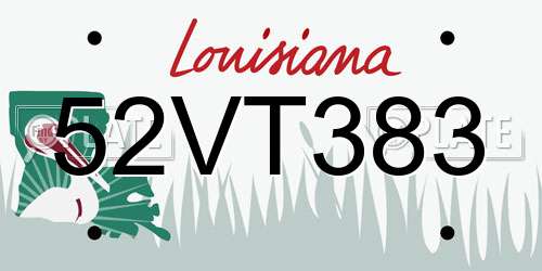 52VT383 Louisiana License Plate