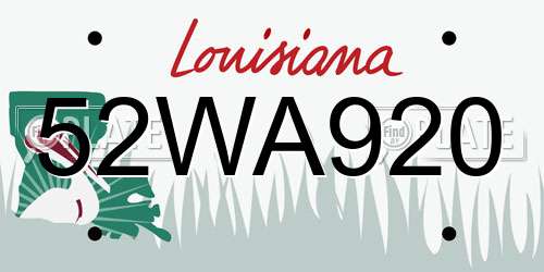 52WA920 Louisiana License Plate