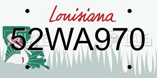 52WA970 Louisiana License Plate