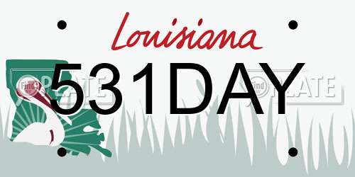 531DAY Louisiana License Plate