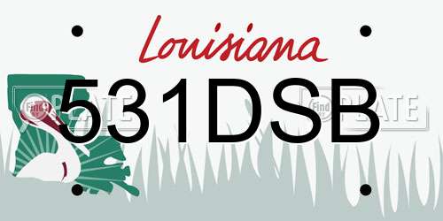 531DSB Louisiana License Plate