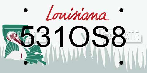 531OS8 Louisiana License Plate