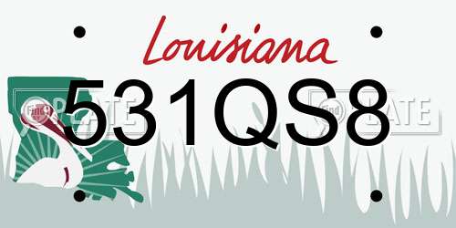 531QS8 Louisiana License Plate