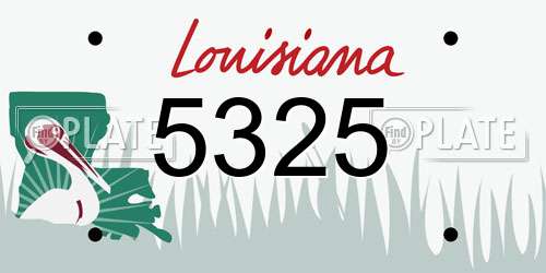 5325 Louisiana License Plate