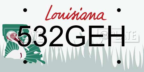 532GEH license plate in LA state