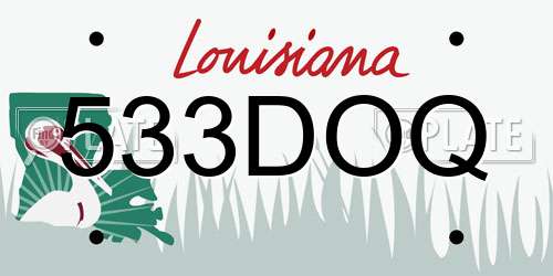 533DOQ Louisiana License Plate