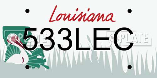 533LEC Louisiana License Plate