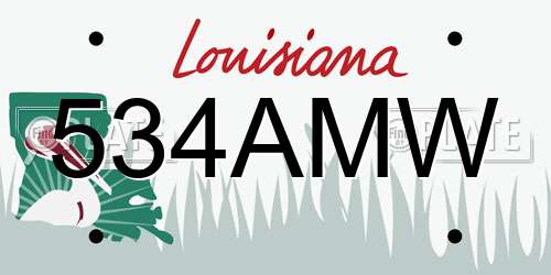 534AMW Louisiana License Plate