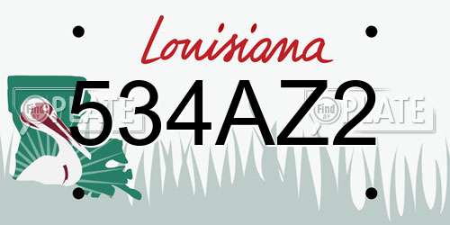 534AZ2 Louisiana License Plate