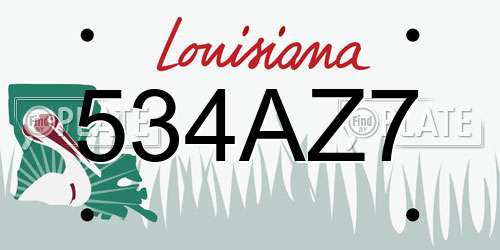 534AZ7 Louisiana License Plate