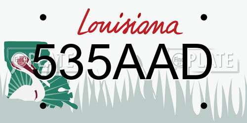 535AAD Louisiana License Plate
