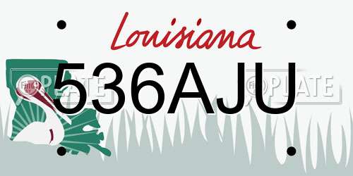 536AJU Louisiana License Plate