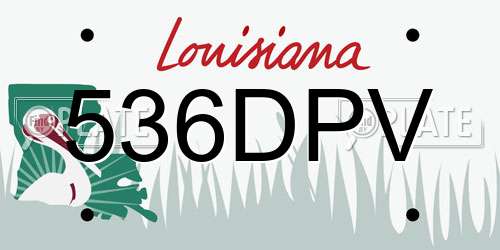 536DPV Louisiana License Plate