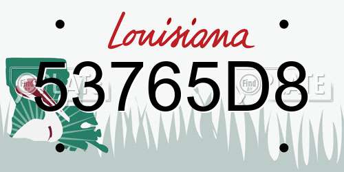 53765D8 Louisiana License Plate