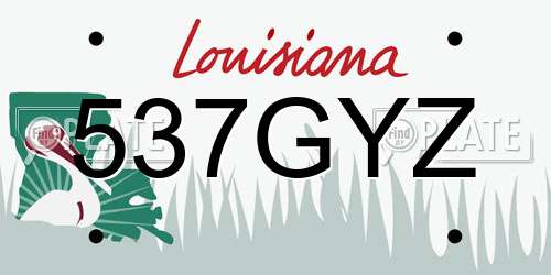 537GYZ Louisiana License Plate