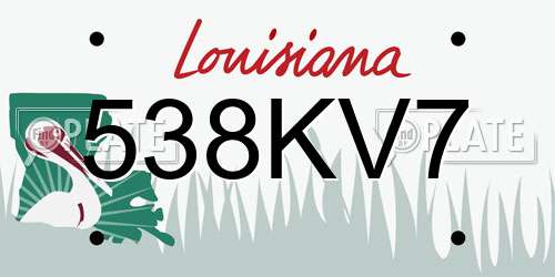 538KV7 Louisiana License Plate