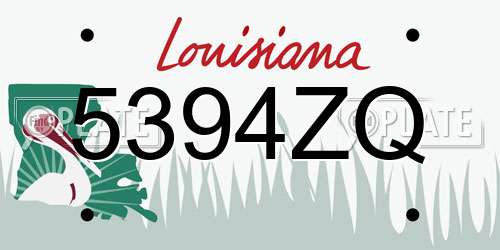 5394ZQ Louisiana License Plate