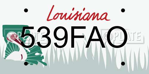 539FAO Louisiana License Plate