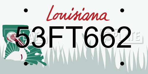53FT662 Louisiana License Plate