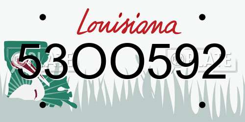 53OO592 Louisiana License Plate