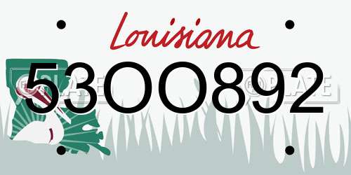 53OO892 Louisiana License Plate